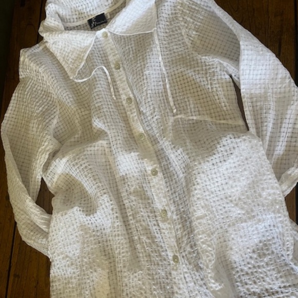 Women's - Fenini - White Button Front Swimsuit / Beach Coverup - Size XL - Picture 4 of 13